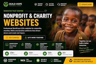 nonprofit charity, ngo and donation website on wordpress or wix