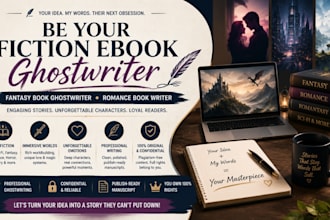 be your fantasy book ghostwriter, fiction ebook ghostwriter, romance book writer