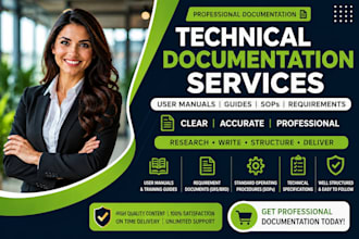 write technical documentation software user manual API guide and requirement doc