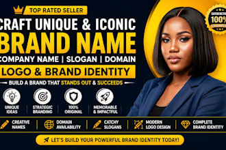 craft unique iconic brand name company name slogan domain logo brand identity