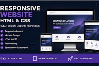 create a responsive HTML and CSS website or landing page