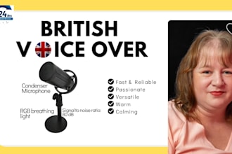 narrate your audio with a british female voiceover in english