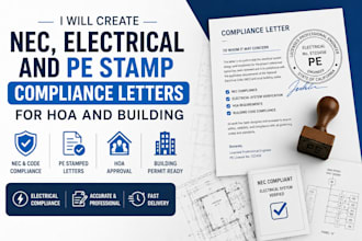 create nec, electrical and pe stamp compliance letters for hoa and building