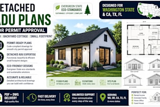 create adu permit plans and backyard cottage drawings