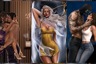 draw semi realistic couple art romance book cover illustrations character fanart