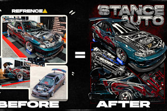 create costume car illustration with aggressive car