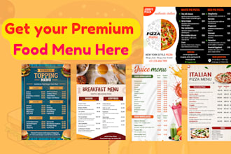 design amazing editable restaurant food menu
