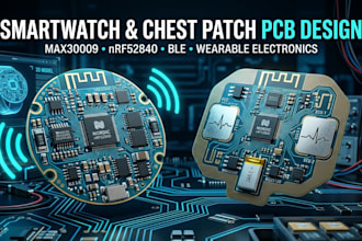 design smartwatch and chest patch pcb with max30009 and nrf52840