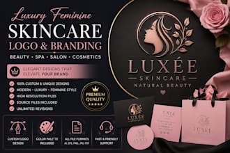 luxury feminine skin care logo beauty skin care spa salon branding