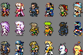 design custom pixel art character and sprite sheet