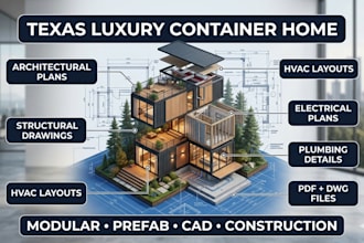 design texas luxury forest tower container home modular cad construction plans