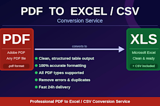 convert your PDF to excel or CSV with clean and accurate formatting