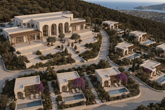 create 3d luxury mediterranean resorts, tropical summer house and vacation homes