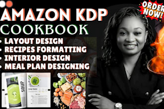 design and format cookbook recipes layouts and interior in canva for amazon kdp