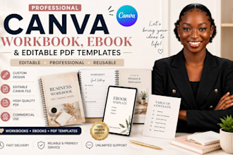 design canva workbook, ebook and editable PDF templates