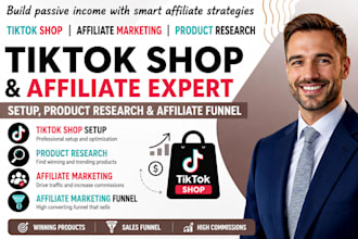 set up tiktok shop, affiliate product research and affiliate marketing funnel