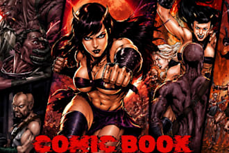 draw comic superhero, sci fi comic book pages, character design