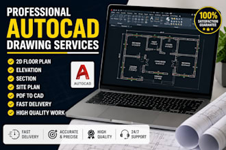 do auto cad 2d floor plan and architectural drawings