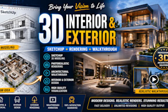 do 3d house modeling interior exterior rendering and walkthrough animation
