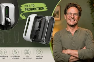 automotive cad, ev charger housing, cnc prototype, product render pro service