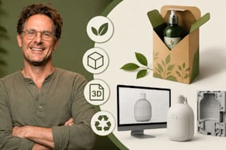 sustainable product cad, eco packaging stl, consumer render expert studio plus
