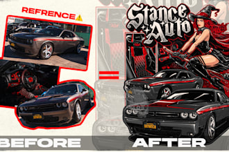 draw detailed custom car illustration for tshirt