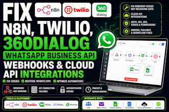 fix n8n twilio 360dialog whatsapp API webhook, n8n automation workflow issues