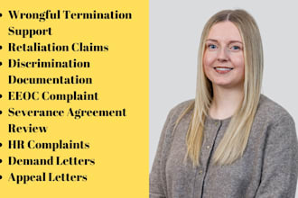 be your employment lawyer and deal with harassment, contract review, termination