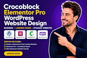 design crocoblock astra elementor pro wordpress business website or landing page