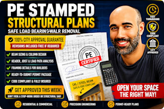 provide structural engineer pe stamped plans and load bearing wall removal
