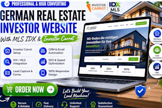build german real estate investor website with idx mls and investor carrot