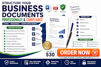 professionally format, clean up and structure your business document