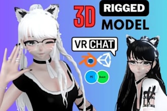 create custom vrchat furry avatar with facial tracking PC quest sfw vrm 3d model