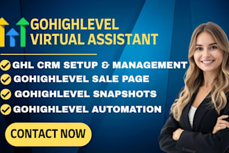 setup gohighlevel CRM, workflows, funnel, automation and virtual assistant
