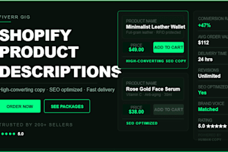 write SEO product descriptions for your shopify store