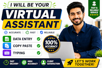 be your virtual assistant for data entry, typing, copy paste and web research