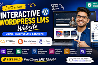 create interactive wordpress lms website using, eduma, buddyboss, tutorlms