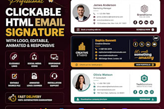 company clickable HTML email signature with logo, editable animated email signat