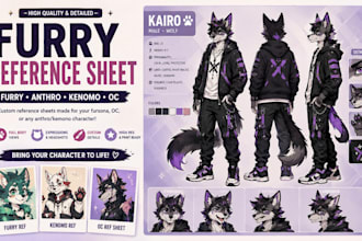 design furry ref sheet, oc ref sheet, kemono ref and anthro ref sheet