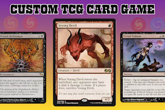 design custom tcg card game, tcg card illustration, board game, card frame