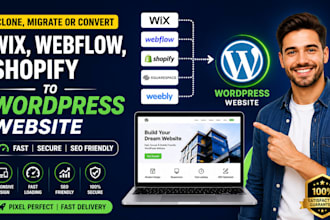 clone, migrate or convert wix, webflow, shopify to wordpress website, houzez