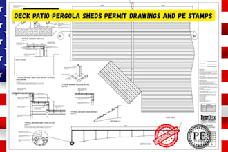 2d 3d design and pe stamp deck patio shed and pergola structural plans
