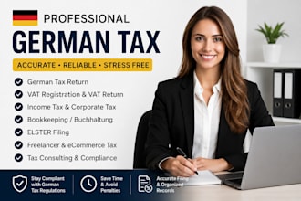 do german tax return, vat filing, bookkeeping, income and corporate tax