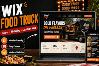design wix food truck website menu ordering  locaction map