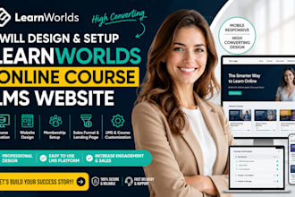 design and setup a high converting learnworlds online course lms website