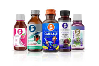 pharmaceutical medicine label syrup tablet blister packaging design illustrator