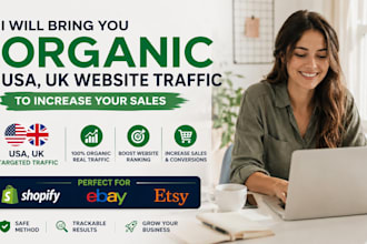 do organic USA,UK website traffic to increase shopify sales ebay etsy promotion