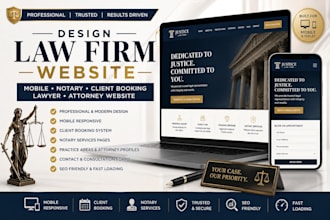 design law firm website mobile notary client booking lawyer attorney website