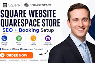 design square website, squarespace store, SEO and booking