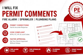 fix permit comments for fire alarm sprinkler or plumbing plans USA stamp